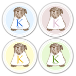 Name Doodles - Personalized Melamine Plates (Whimsical Pug 4 Plate Set) (WP-P4)